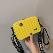 Load image into Gallery viewer, Women Mini Suitcase Shape Crossbody Bag Fashion High Quality Small Shoulder Bag with Wide Letter Strap Girl Clutch Handbag