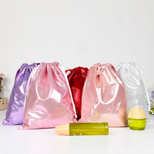 Load image into Gallery viewer, Soft PU Leather Sequin Pink Drawstring Pouch Bag/ Wedding candy packing Drawstring Pouch