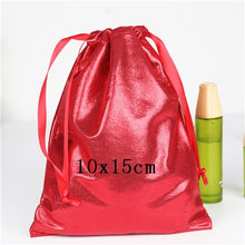 Load image into Gallery viewer, Soft PU Leather Sequin Pink Drawstring Pouch Bag/ Wedding candy packing Drawstring Pouch