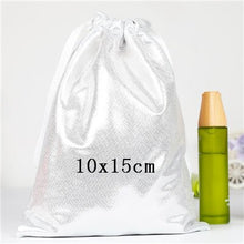 Load image into Gallery viewer, Soft PU Leather Sequin Pink Drawstring Pouch Bag/ Wedding candy packing Drawstring Pouch