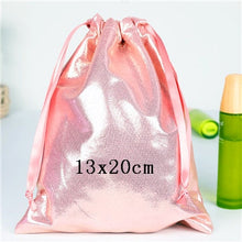 Load image into Gallery viewer, Soft PU Leather Sequin Pink Drawstring Pouch Bag/ Wedding candy packing Drawstring Pouch