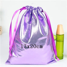 Load image into Gallery viewer, Soft PU Leather Sequin Pink Drawstring Pouch Bag/ Wedding candy packing Drawstring Pouch