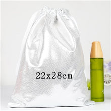 Load image into Gallery viewer, Soft PU Leather Sequin Pink Drawstring Pouch Bag/ Wedding candy packing Drawstring Pouch